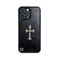 Luxurious Three-dimensional Cross Kroxin PU Leather Printed Grand Phone Case for iPhone 16 15 14 Plus 13Pro Max Protective Cover. 