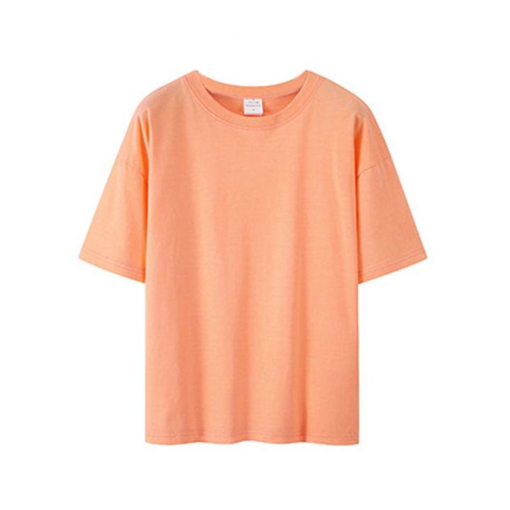 Cantaloupe Color Short Sleeve T T-shirt Women's Candy Orange Grapefruit Color Cream Orange Pumpkin-Orange White Half Sleeve Top Men's Summer