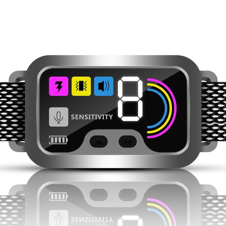 Colour Screen Intelligent Dog Trainer Bark Collar Waterproof IP67 Rechargeable with Beep, Vibration, Beep+Vibration Modes 8 Adjustable Sensitivity Training Shock Collar