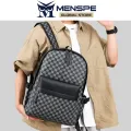 MENSPE Fashion Men’s Backpack Laptop Backpack Soft PU Backpack Business Travel Bag Waterproof Backpack Grid Pattern Design College Commuting Backpack Leisure School Bag For Travel Study Business. 