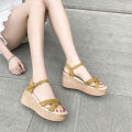 Straw Texture Wedge Sandals for Women Summer2023New Korean Style Versatile Roman Platform Muffin Platform High Heels. 