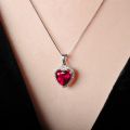 Potiy Heart Shape 3.6ct Created Ruby Pendant Necklace No Chain 925 Sterling Silver for Women Daily Wedding Party Jewelry. 