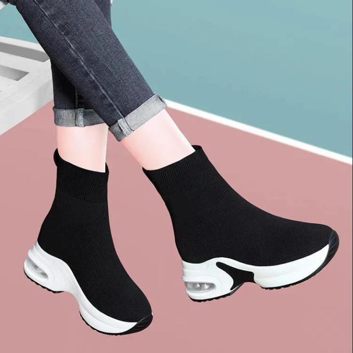 Height%20Increasing%20Insole%20Women's%20Shoes%20Boots%20Spring%20and%20Autumn2023New%20Women's%20Boots%20Stretch%20Knitted%20Sports%20Casual%20Socks%20Short%20Boots%20Mid-Calf%20-%20Image%202