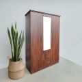 3 door, Melamine Cupboard /Almari (6x4 Fit) , Tow Loker & mirror , drack brown, - 5 year warranty. 