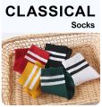 1 Pair Women Socks Set Multicolour Stripped Pattern Fashion Breathable For Female Casual Style Comfortable Socks. 