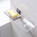 Soap Box Bathroom Soap Shelf Transparent Self-adhesive Punch-free Draining Wall Plastic Soap Dish Household Bathroom Supplies. 