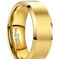 18k Gold Plated Tungsten Ring - Beveled Edge Wedding Band. 