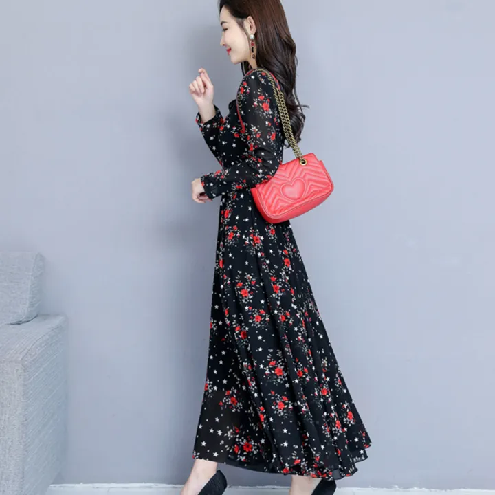 bellylady%20Women%20Cotton%20Sweet%20Floral%20Printing%20Dress%20Long%20Sleeves%20Large%20Size%20A-line%20Skirt%20Fashion%20Loose%20High%20Waist%20Dress%20-%20Image%206