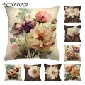 Long-lasting Pillow Cover Floral Print Cushion Cover Pillowcase Soft Durable Decorative Pillowslip for Easy Maintenance Favorite. 
