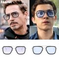 Iron Man Tony Stark Sunglasses Square Sunglasses Luxury Brand Designer Glasses Retro Vintage Robert Downey JR Eyeglasses UV400. 