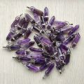 Natural amethyst stone High quality healing Point crystal pillar pendants for jewelry making 24pcs/lot Wholesale. 