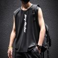 Fitness Clothes Men's Ice Silk Quick-Drying Vest Sportswear Suit Summer Sleeveless T T-shirt Basketball Training Wear-Suit. 