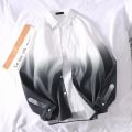 Spring and Autumn Gradient Long-Sleeved Shirt Men Fashion Brands plus Size Loose Lapels Shirt Men's Korean Style Fashion Overweight Man Shirt. 