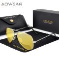 AOWEAR Brand 3025 Goggles Vision Night Glasses for Driving Polarized Aviation Yellow Sunglasses Men Night Vision Pilot Eyewear. 