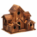 Bird House Wooden Bird Houses for Outside Hanging, 6 Hole Handmade Natural Bird House. 