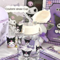 【ZOSR】 Sanrio Cartoon Summer Sports Water Bottle Straw cup Kawaii Cinnamoroll Kuromi Anime Bomb Lid Straight Tube Cup straw Water Bottle. 