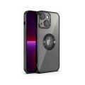 iPhone 13 Black Luxury Transparent Logo Hole Case with lens Protector. 