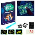 LeiyanLuxury 2 pics Magic Luminous Drawing Board Daw With Light-Fun Sketchpad Board Fluorescent Pen Russian English Light Up Play Toys. 