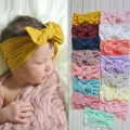 5Pcs/Set Newborn Baby Hair Accessories Solid Color Nylon Elastic Bows Knotted Baby Headband Girls Turban Girl Headbands. 