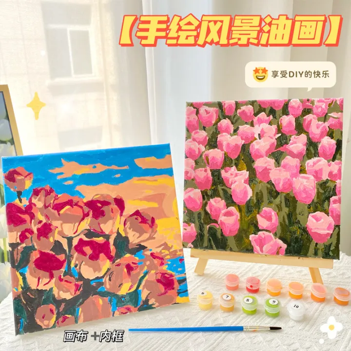Digital%20Oil%20Painting%20diy%20Children's%20Decorative%20Painting%20Hand%20Painted%20Landscape%20Oil%20Painting%20Student%20Hand-Colored%20Texture%20Painting%20-%20Image%202