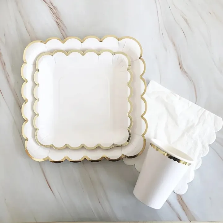 paper%20plates%20Gold%20White%20Disposable%20Tableware%20Paper%20Plate%20Straws%20Cup%201st%20Birthday%20Party%20Wedding%20Decor%20Kids%20Baby%20Shower%20Party%20SuppliesParty%20Tableware%20-%20Image%203