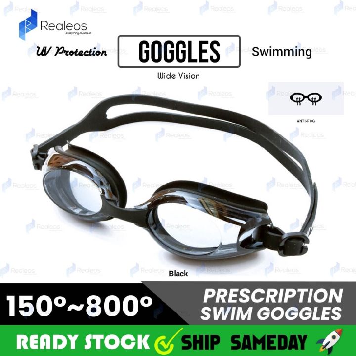 Realeos Myopia Prescription Power Corrective Lens Adult Swimming Goggles - R1006