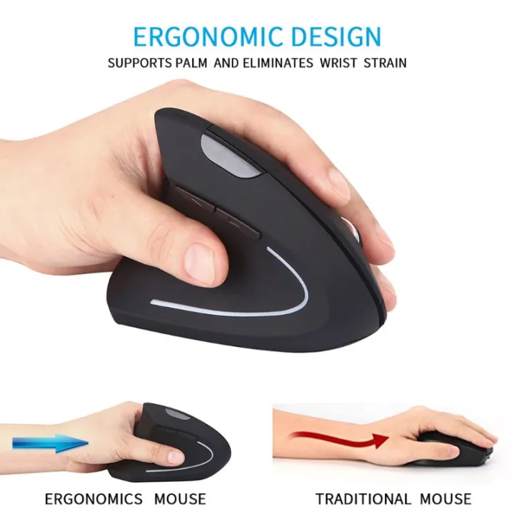 Ergonomic Vertical Mouse Wireless Left Hand Computer Gaming Mice 5D USB ...