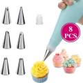 8Pcs/Set Silicone DIY Cake Decoration Accessories Icing Piping Cream Pastry Bag 6 Stainless Steel Nozzle Set. 