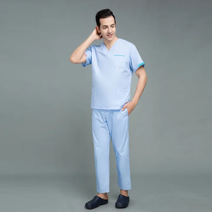 V%20Neck%20Nurse%20Work%20Suits%20Scrub%20Uniform%20Operating%20Room%20Doctor%20Workwear%20Scrubs%20Set%20Top%20Pant%20Solid%20Color%20Nursing%20Uniforms%20Women%20Men%20-%20Image%204