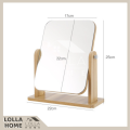 Wooden Desk Mirror High-Definition Portable Foldable Dressing Make Up Mirror 360 Degree Swivel Minimalistic Table Mirror Cermin. 
