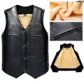 Leather Waistcoat Fleece-lined Thickened Middle-Aged and Elderly Men's Thermal Vest Leisure Vest Dad Wear Autumn and Winter Vest Men's Coat _. 