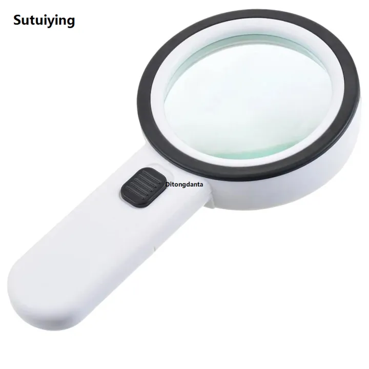 Glass Disc Magnifier Glass lens appreciation LED dual luxury speed push British 30X handheld ...