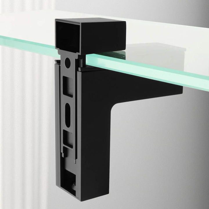 2%20Pcs%20Wood/Glass%20Shelf%20Bracket%20for%203-28mm%20Thick%20Shelves,Black%20-%20Image%202