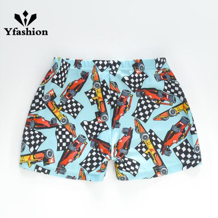 Yfashion Boys Cotton Swimming Trunks Summer Cartoon Printing Quick Drying Sports Training Swimming Shorts