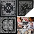 New Unisex Fashion Hip Hop 100% Cotton Bandana Square Scarf 55cm*55cm Black 2025 Paisley Headband Printed For Women/Men/Boys/Girls. 