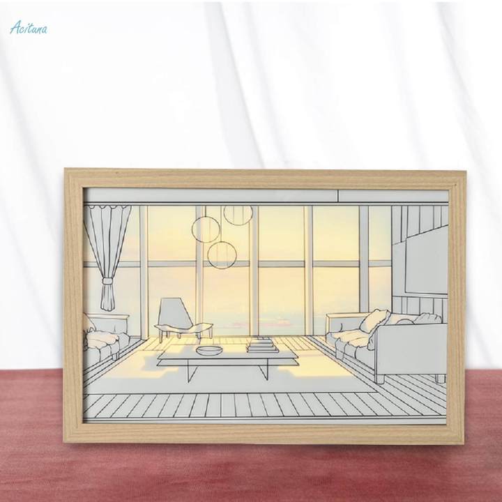 Decorative Painting with Light Modern Shadow Box Lighted Picture Frame 16cmx21cm