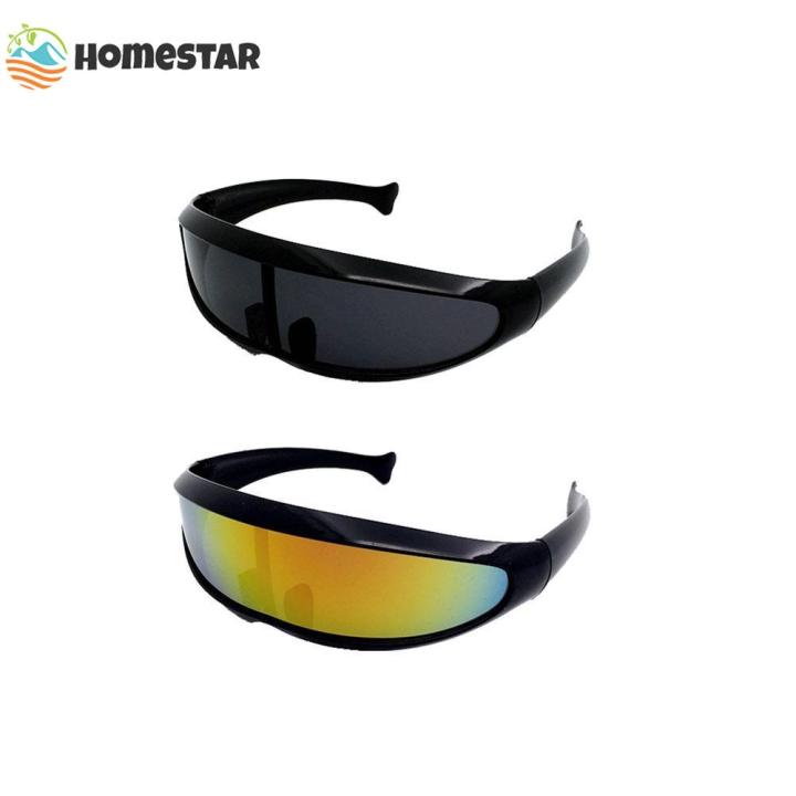 【Popular】Homestar Personality Mirrored Lens Visor Sunglasses Laser Eyeglasses Futuristic Narrow Cyclops Glasses UV400 #450944