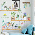 Flowers and Plants Pastoral Wallpaper Fresh Potted Living Room Bedroom Wall Glass Stickers Sunlight Mall. 