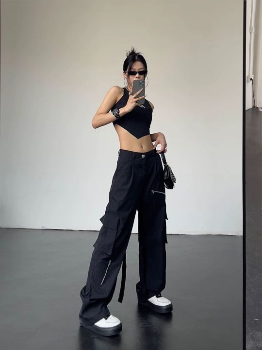 High%20Street%20Hip%20Hop%20Zipper%20Decorations%20Multi-Pocket%20Cargo%20Pants%20Male%20and%20Female%20Trendy%20All-Match%20Loose%20Straight%20Casual%20Sports%20Trousers%20-%20Image%203