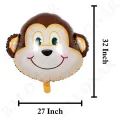 Jungle Animals Foil Balloons, Jungle Birthday Party, Various Sizes, Reusable and Self Sealing. 
