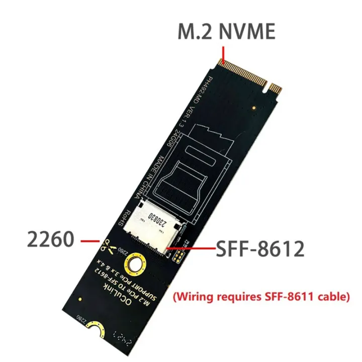 Kit Adattatore U.2 Oculink SFF-8612/8611 Per NVMe PCIe SSD E NGFF SATA – M-Key