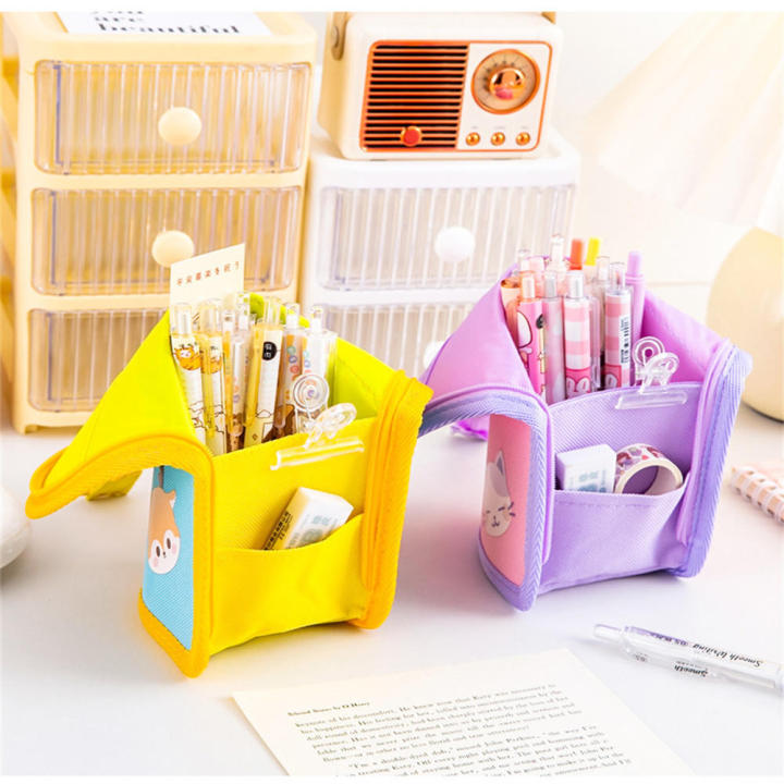 Folding%20Pencil%20Case%20Zippered%20Canvas%20Large%20Capacity%20Canvas%20Case%20Cute%20%20Design%20Makeup%20Bag%20for%20Students%20School%20Supplies%20Makeup%20Storage%20Desk%20Organizer%20Art%20Tools%20Carrier%20-%20Image%204