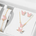 5PCS Fashion Butterfly Pendants Necklace Earrings Ring Bracelet Sets For Women. 