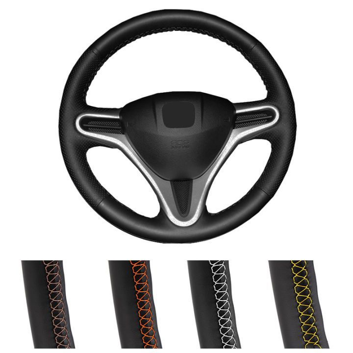 Customize DIY Car Steering Wheel Cover For Honda Fit 2009-2013 City Jazz Original Leather Steering Wrap Hand Sewing