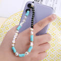 Beaded phone lanyard wristband, kawaii love letter star bead phone charm colorful rainbow phone chain with ladies girl pearl bracelet keychain cute phone decoration. 