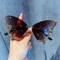 Luxury Diamond Butterfly Sunglasses Women Brand y2k Vintage Rimless Oversized Sun Glasses Ladies Eyewear gafas de sol. 