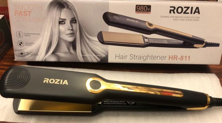 ROZIA%20Premium%20Professional%20Ceramic%20Hair%20Straightener/Iron%20HR-811%20(Black,%20Gold)%20with%20warranty%20-%20Image%203
