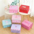 Fabric Girl's Heart Drawer-Type Foldable Storage Box with Cover Finishing Box Storage Bra Boxed Socks Underwear. 