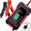 12V Le-ad A-cid Car Battery Charger Vehicle Car Pulse Maintenance Charger Auto Temperature Detection Pulse Repair Charger LCD Screen. 