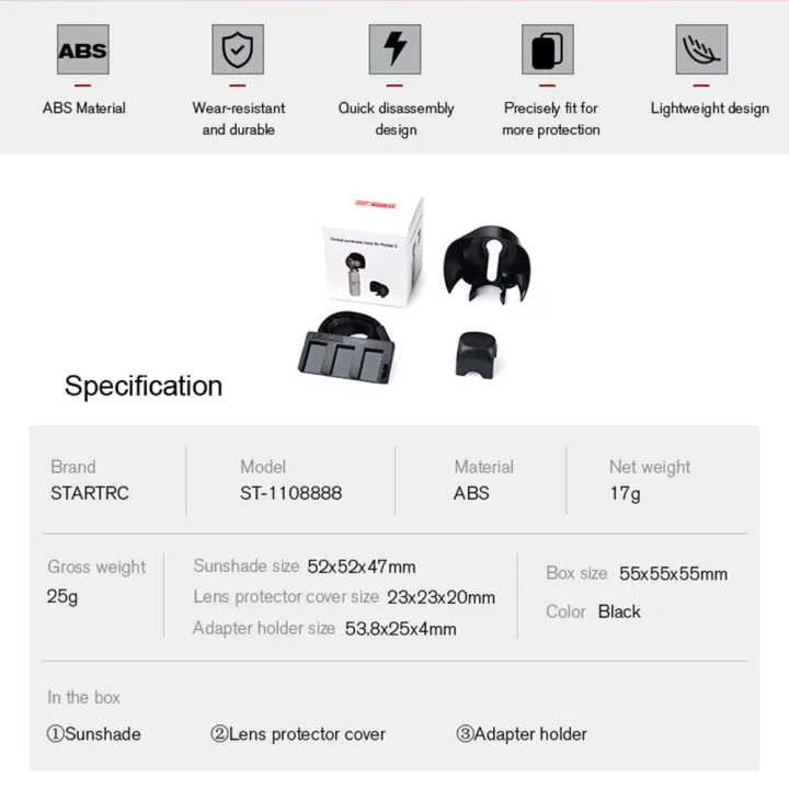 Board%203%20Piece%20Set%20Ultralight%20Protective%20Accessories%20Sunshade%20For%20Osmo%20Pocket%202%20Gimbl%20Stabilizer%20Action%20Camera%20Lens%20Cover%20-%20Image%206